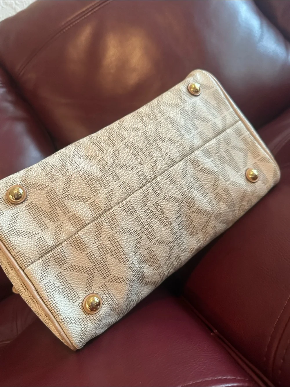 EUC Michael Kors Beige and Cream Signature Mini Satchel - Picture 9 of 13